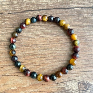 6mm Natural Tiger’s Eye Bracelet - Handmade Crystal Healing Jewelry for Confidence and Protection - Adjustable Gemstone Beaded Bracelet