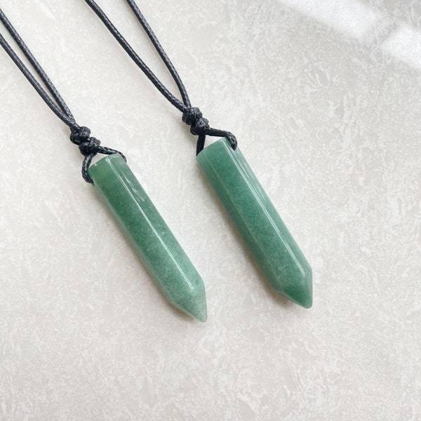 Green aventurine point necklace for men women，green crystal chakra necklace，healing crystal necklace，gift for her
