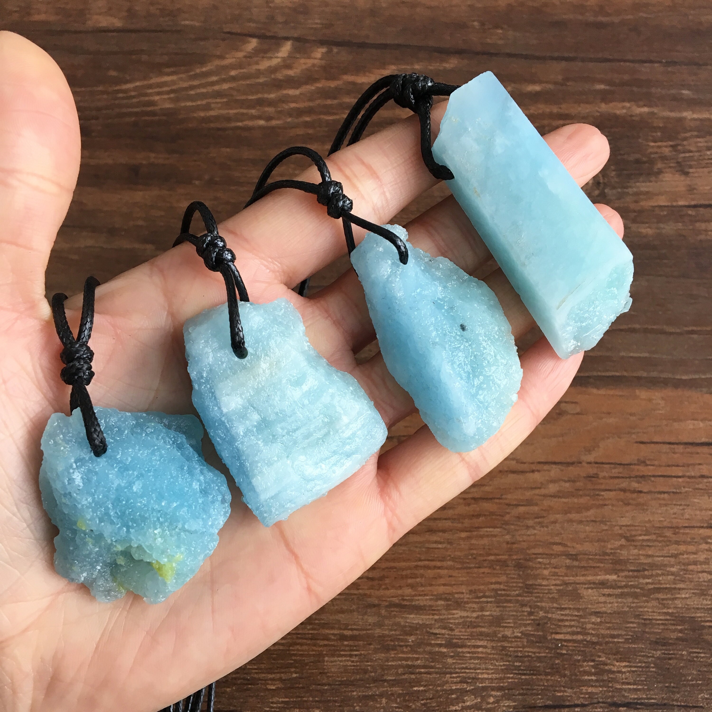 Raw Crystal Necklace Aquamarine Necklace March Birthstone Rough Stone…