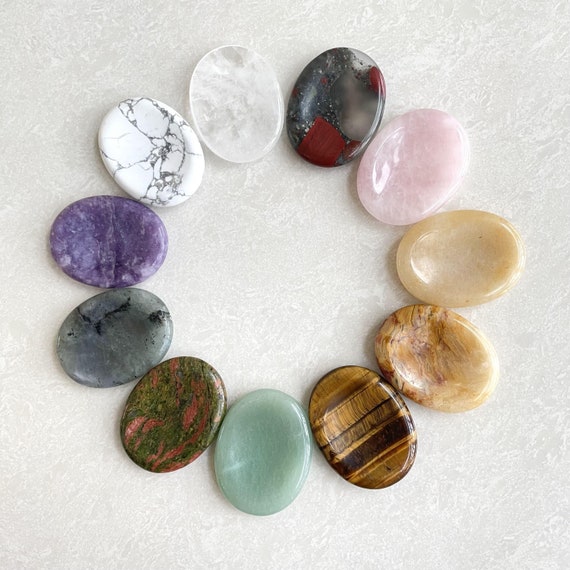Natural Gemstone Worry Stone, Palm Stone,Anti Anxiety Crystal ,Healing Crystal,Chakra Worry Stone，Heathing crystal, Gift for him/her