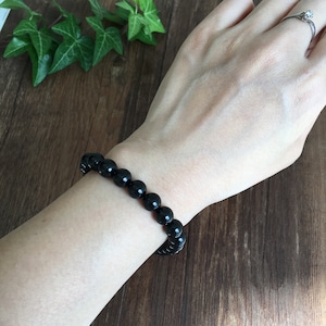8mm Black Tourmaline Crystal bead Bracelet Chakra Energy Healing Protection Relieves Stress Anxiety Gift for Men & Women - Quality AAA