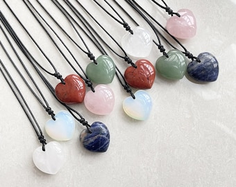 Crystal Heart Pendant - Rose Quartz Crystal Necklace - Quartz Necklace - Crystal Necklace - Gift For Her - Healing Stone