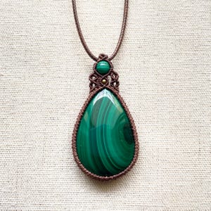 Malachite necklace, Macrame malachite pendant,  malachite jewelry, chakra jewelry, azurite, chrysocolla, mens pendant, gift for her-11