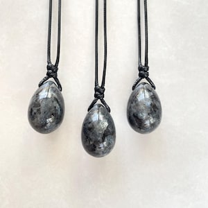 Larvikite Egg pendant -crystal necklace - Protection Necklace - Simple Necklace - best gift for her- healthing crystal pendant
