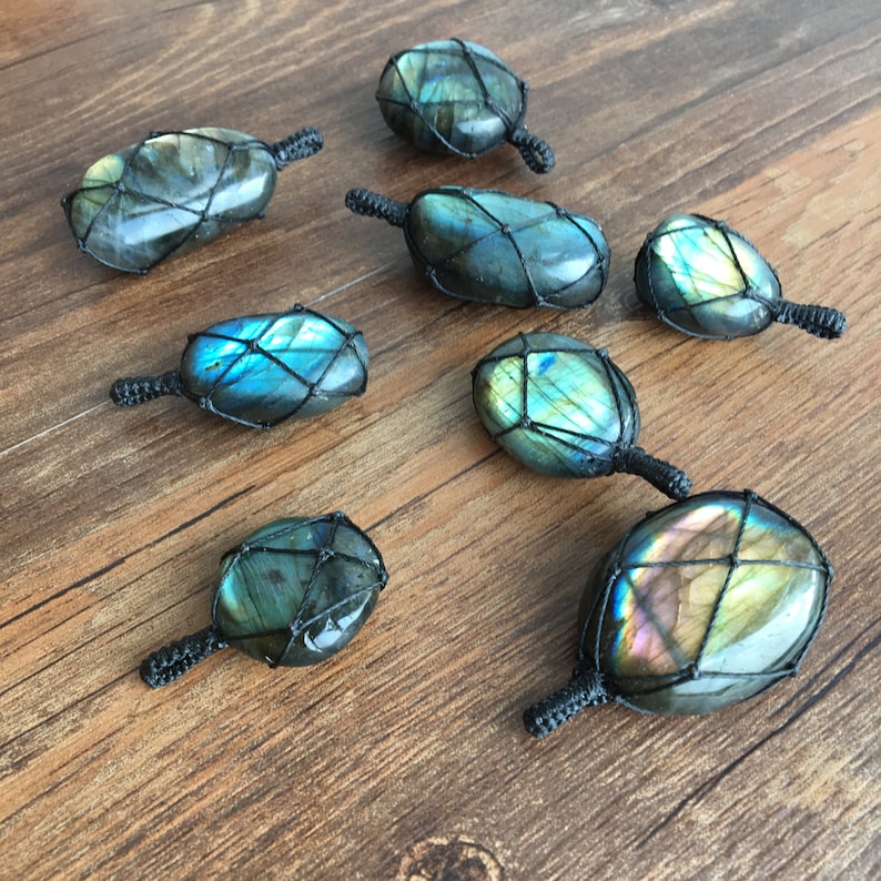 Natural White Quartz & Blue Flash Labradorite Healing Ball Point Pendant