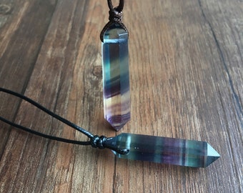 Fluorite pendant, free spirit necklace, fluorite jewelry, Capricorn necklace,  girlfriend gift idea, Pisces healing pendant,boyfriend gift