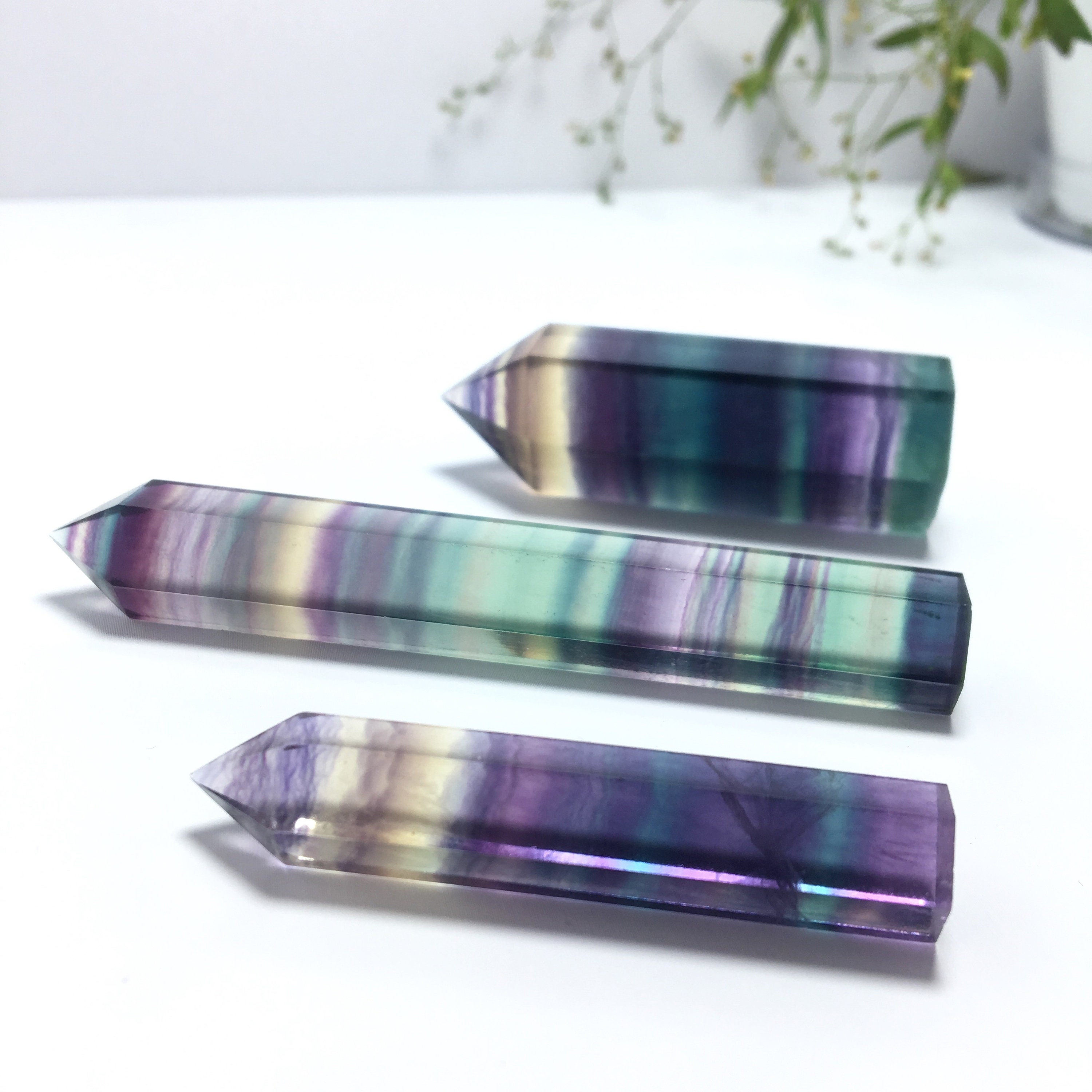 Natural Fluorite Hexagonal Crystal Wand | Beautiful Rainbow Fluorite …