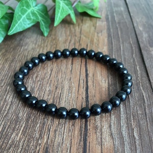 6mm Black Tourmaline Crystal bead Bracelet Chakra Energy Healing Protection Relieves Stress Anxiety Gift for Men & Women - Quality AAA