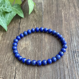 6mm Lapis Lazuli Bracelet - Third Eye Chakra blue Bracelet - 6th Chakra Lapis Lazuli Jewelry-Yoga Bracelet ,Gift for Her, Christmas gift