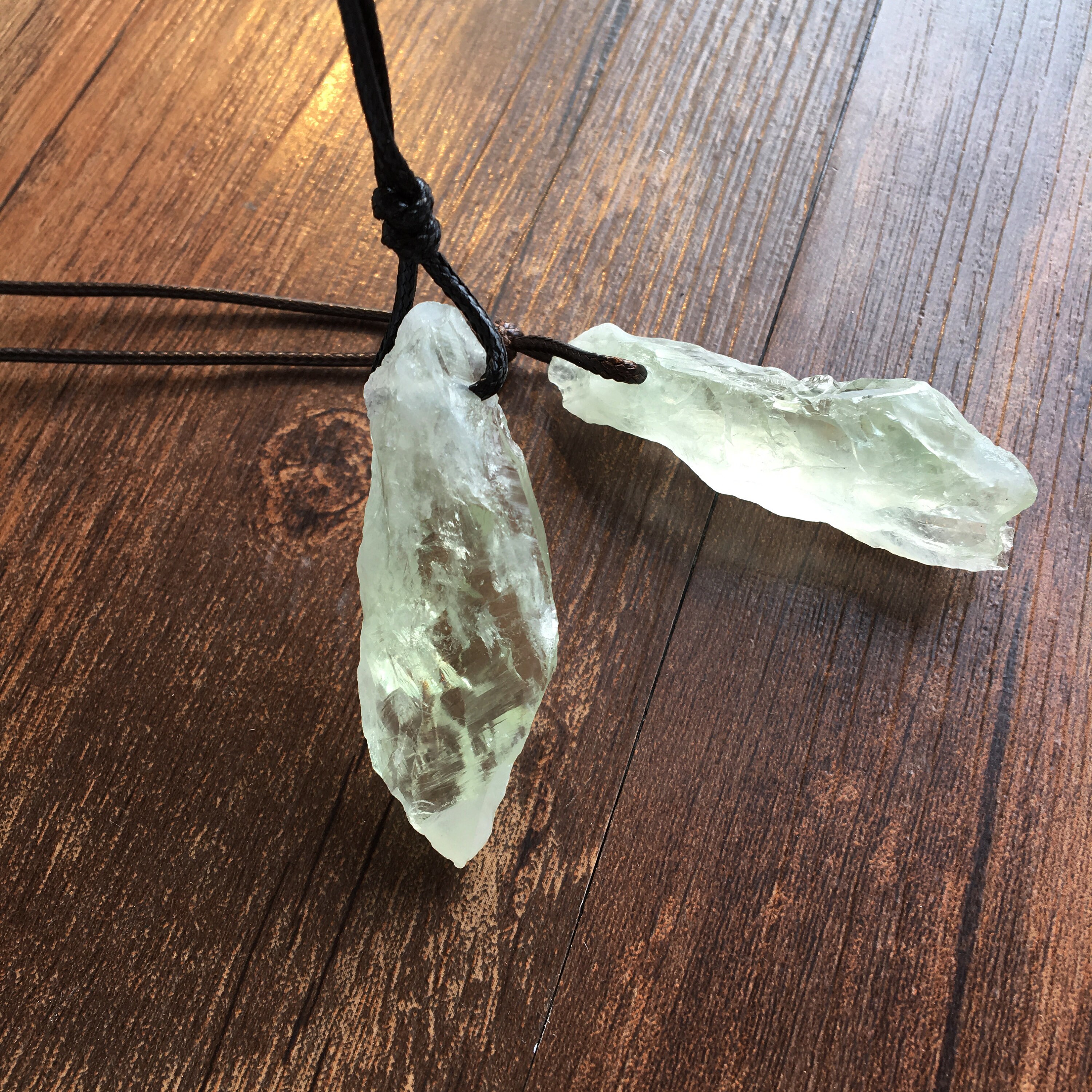 Green Clear Quartz Crystal Necklace Raw Green Quartz Pendant Etsy