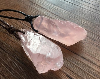 Pink Rose Quartz Pendant - Rose Quartz Crystal Necklace - Raw Quartz Necklace - Pink Crystal Necklace - Wife Gift For Her - Healing Stone