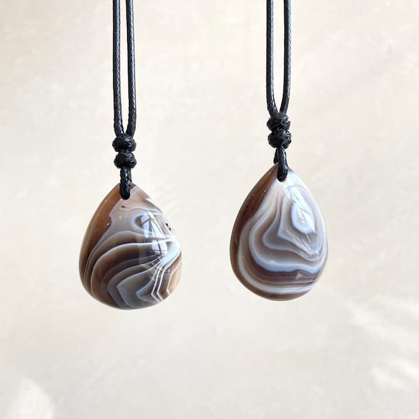 Nature Botswana Agate Pendant, crystal Pendant necklace, Gemstone Pendant- healing crystals and stones