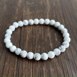 6MM White Howlite Bracelet, Chakra Bracelets for Women, Men Bracelet, Mens Bracelet Men, Gift for Women,Gift for Her, Unisex ,Christmas Gift