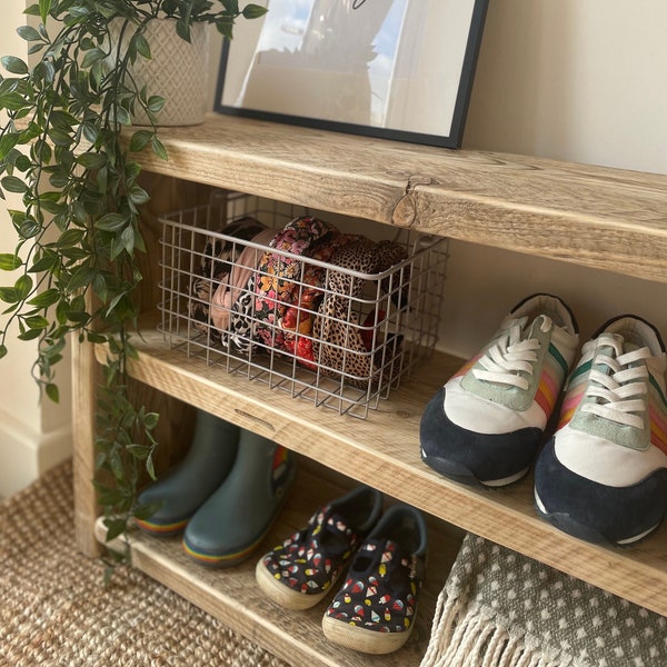 Wooden Handmade Rustic Reclaimed Shoe Bench | Shoe Storage | Hallway Storage | Hallway Bench