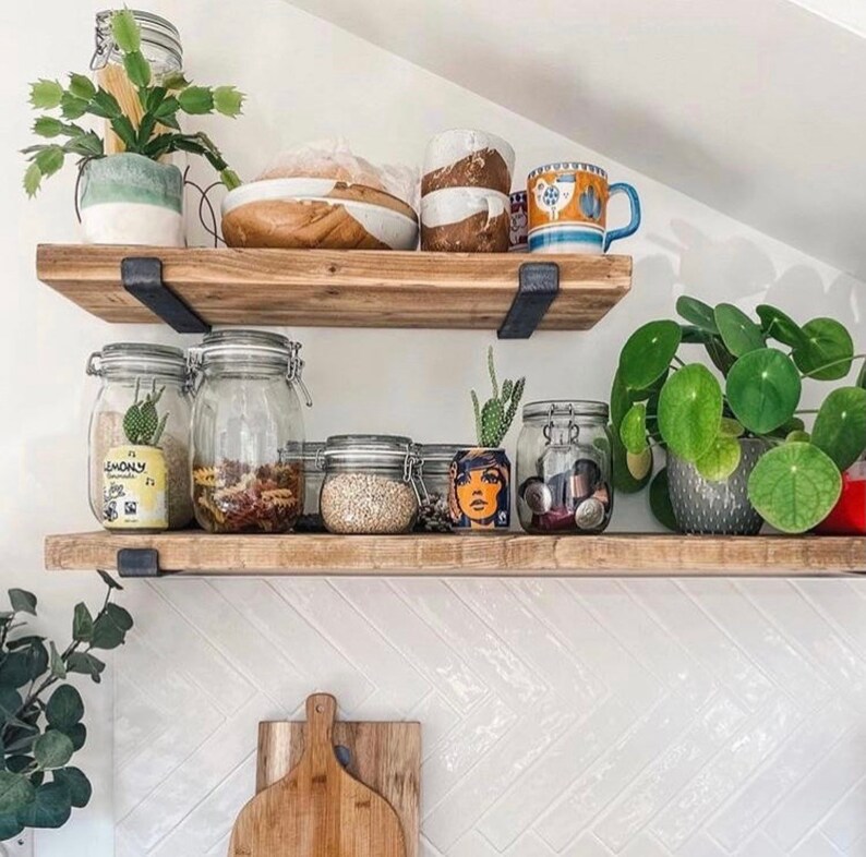 Rustic Reclaimed Recycled Wooden Scaffold Shelf WITH Brackets Etsy UK