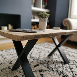 Handmade Rustic Reclaimed Wood Coffee Table With X Legs