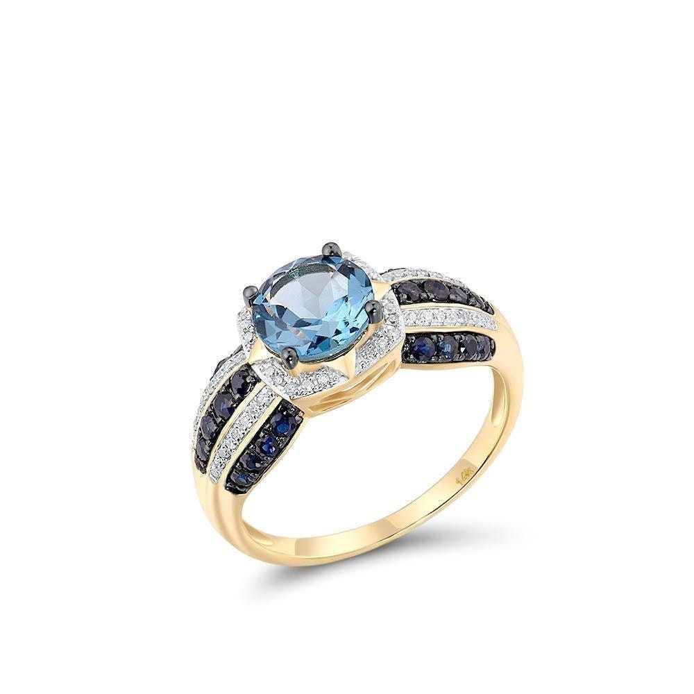 London blue Topaz eternity ring with 14k yellow gold blue Etsy