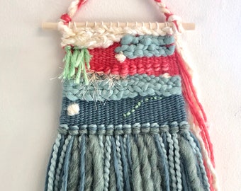 Coral Reef Fiber Art Wall Hanging, Boho Tapestry Decor