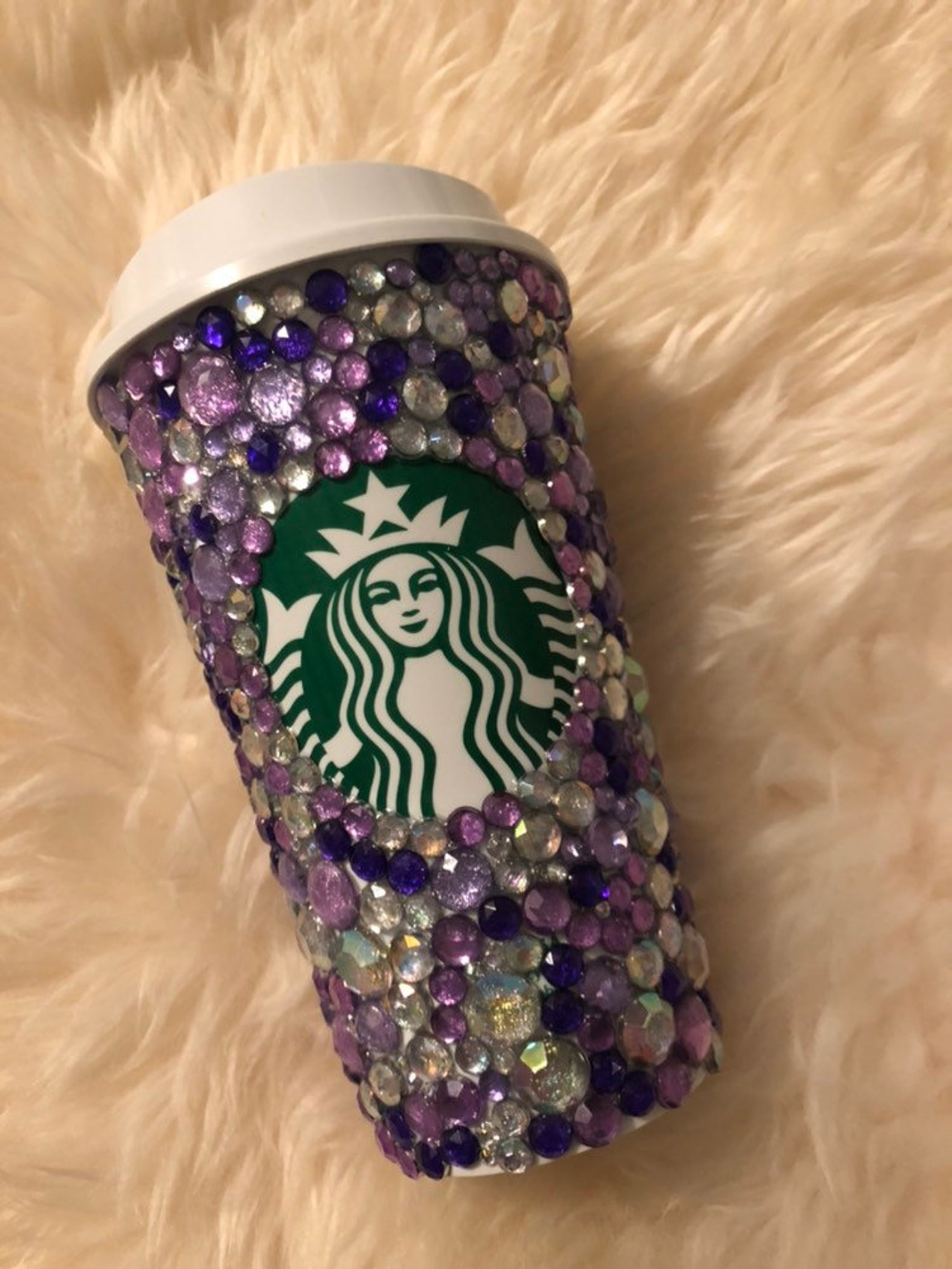 Purple bling rhinestone Starbucks reusable hot cup Etsy