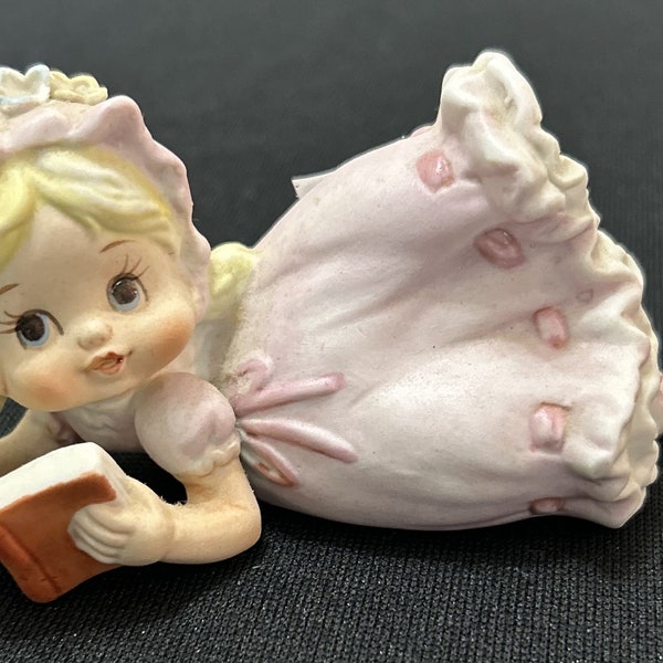 Rare-Find Collectible Porcelain Beautiful Girl Lying down Reading her book