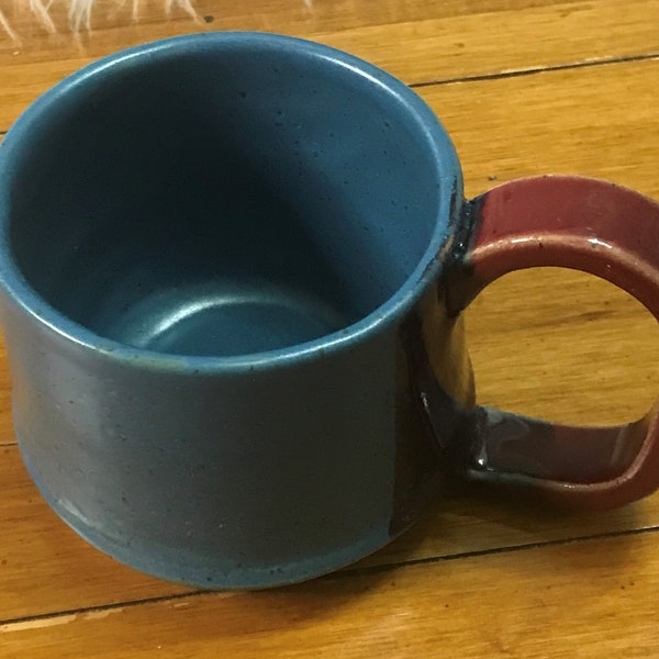 Unique Montana Made CJH POTTERY Hand thrown Ceramic Cup for coffee/tea/Phthalo Turquoise