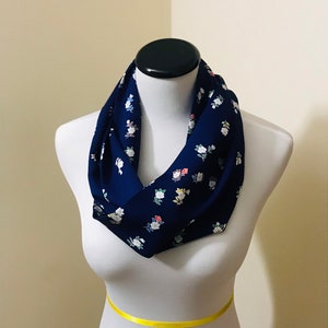 Kimono Silk Infinity Scarf - Japanese Silk Rose Scarf - Upcycled from Vintage Kimono - Handmade, Unique, and Sustainable
