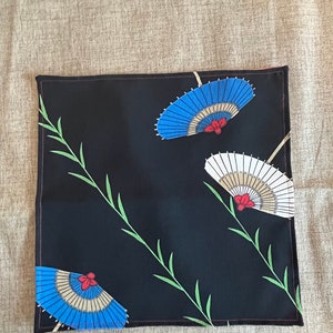 Kimono silk pocket square, Men&#39;s pocket square, Japanese parasol and red geometric design