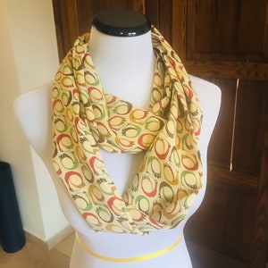Exquisite Vintage Kimono Silk Scarf - Multi-Colored Japanese Crane Design - Kimono Infinity Scarf - Handmade from Upcycled Kimono Fabric