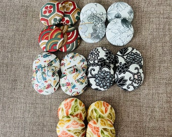 Botones grandes cubiertos de tela de kimono, botones grandes de 38 mm (1,5"), kimono vintage
