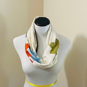 Stunning Japanese Maple Leaf Infinity Scarf - Handmade from Upcycled Silk Kimono Fabric - Unique, Sustainable Fashion