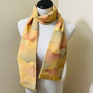 Japanese Silk Fan Scarf - Traditional Japanese Silk Scarf - Upcycled Vintage Kimono - Handmade, Unique, and Sustainable