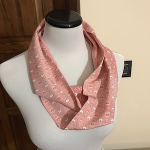Persimmon Infinity Scarf - Pink Japanese Silk Scarf - Handmade from Upcycled Vintage Kimono
