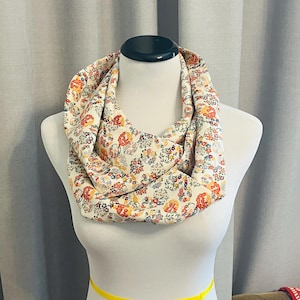 Infinity Scarf - Vintage Japanese Kimono Fabric - Vibrant Floral Pattern
