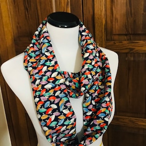 Exquisite Japanese Kimono Fan Infinity Scarf - Handmade from Upcycled Vintage Kimono Silk - Unique, Sustainable Fashion Accessory