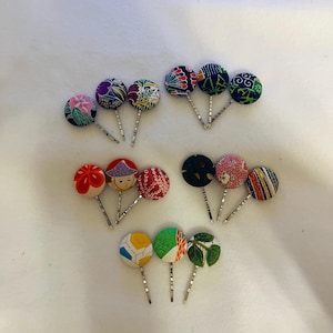 Kimono Bobby Pins - 3er Set - Einzigartiger Haarschmuck aus Antiken oder Vintage Kimonos