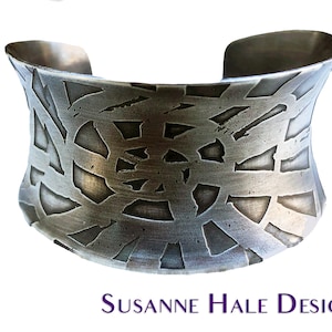 Etched Silver Cuff with Geometric Design