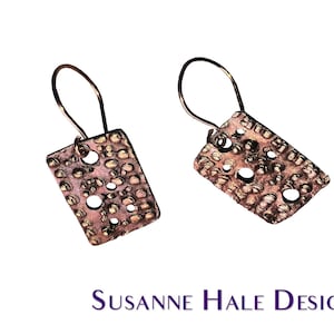 Textured Copper Earrings with Cut-Out Dots