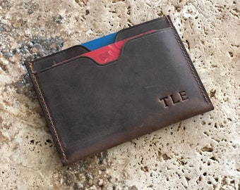 Slim leather Card wallet, front pocket wallet, Minimalist cardholder, leather card sleeve, Card wallets for men, Gifts for Men
