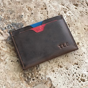 Porte-cartes fin en cuir, portefeuille de poche avant, porte-cartes minimaliste, porte-cartes en cuir, porte-cartes pour hommes, cadeaux pour hommes