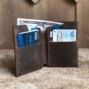 Slim Credit Card Holder. PERSONALIZED Leather Wallet. Mens Bifold Card Wallet. Minimalist Wallet. Front Pocket Wallet