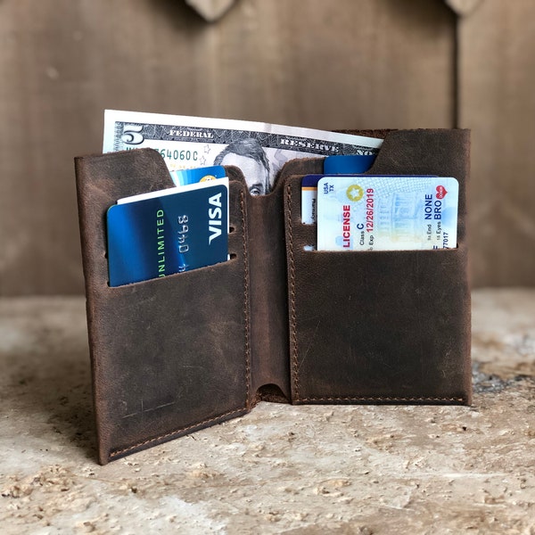 Slim Leather Wallet - Etsy
