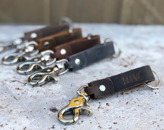Custom Leather Keychain, Monogrammed Leather Key fob, Leather keychain With Trigger Snap, wedding Giveaway, Made in USA