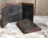 Minimalist Personalized Trifold Wallet, Bilfold ID Holder, Leather Cash Wallet, Mens leather wallet, Monogrammed Gift