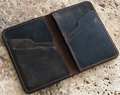 PERSONALIZED Leather Mens Bifold Wallet. Slim front pocket Wallet. Mens Wallet