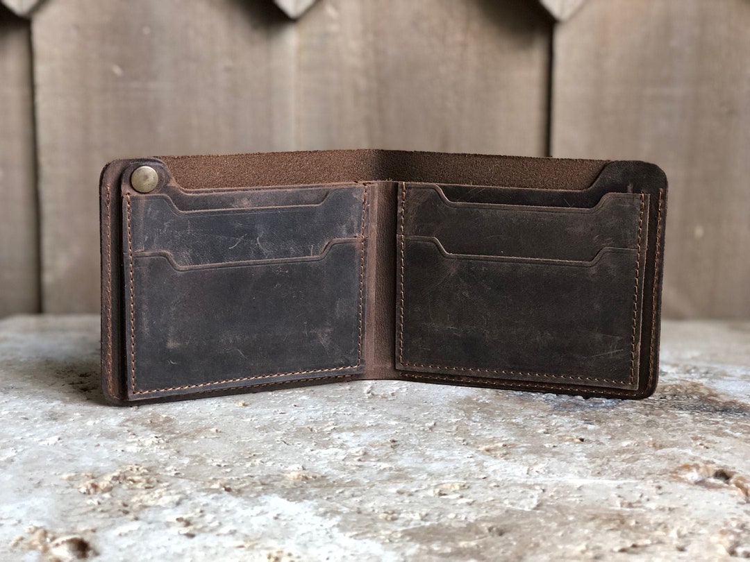 Personalized Leather Bi-Fold Cardholder With Name - Premium Brown Classic Wallet For Men