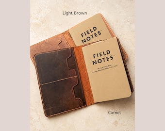Personalized Full Grain Leather Field Notes Cover, Journal Wallet