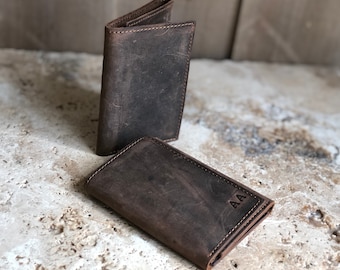 TRIFOLD MENS WALLET, Men's Leather Trifold Wallet Made with Distressed Leather,Personalized Mens Wallet, Leather Wallet Holds Lots of Money