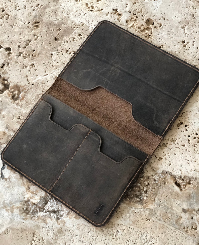 Personalized Leather Passport Cover Leather Passport Holder Travel wallet Monogrammed Mens passport wallet Personalized Travel gift for her image 2