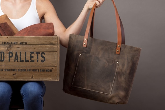 Leather Tote Bag for Women, Personalized Leather Tote, Everyday Use shoulder bag, Handmade Crossbody bag, Student laptop Bag, Gift for Her