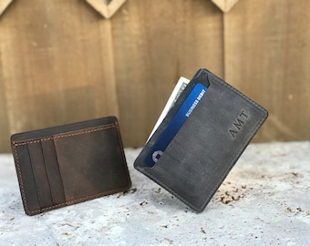 Billetera minimalista personalizada para tarjetas. Billetera personalizada. Regalo para padrinos de boda. Tarjetero de piel fina. Billetera unisex, Billetera para él
